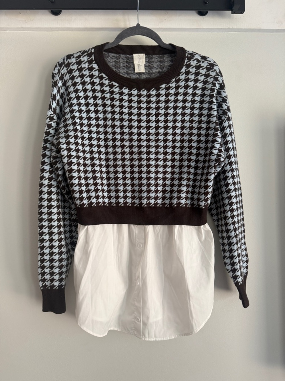 Joie Houndstooth Mixed Media Sweater